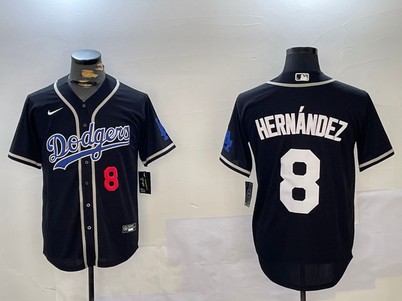 Men's Los Angeles Dodgers Enrique Hernandez #8 Black Jersey
